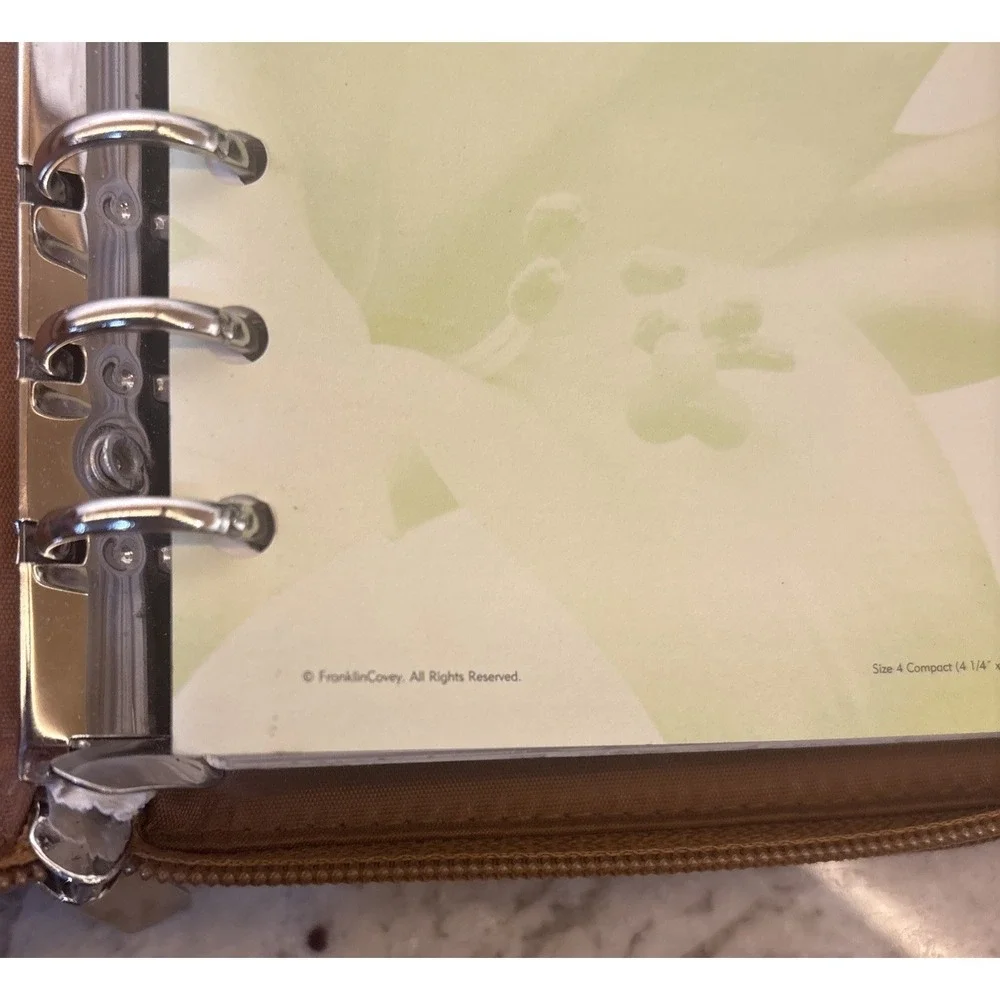 Franklin‎ Covey? Compact Brown Leather Planner Organizer Wallet Binder READ